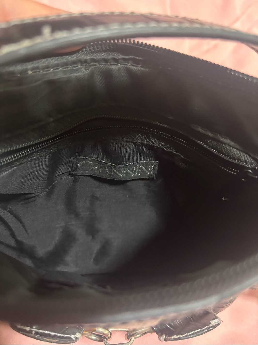 Gray Monogram Mini Shoulder Bag with Black Trim - Picture 3 of 3